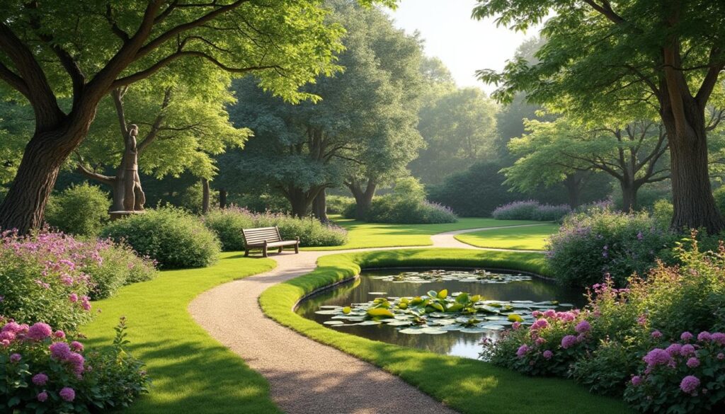 explorez la beauté sereine du jardin à l'anglaise, un véritable havre de paix où la nature s'exprime avec élégance et spontanéité.
